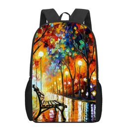 Bags Watercolour Painting Landscape 3D Print School Bag Set for Teenager Girls Primary Kids Backpack Book Bags Large Capacity Backpack