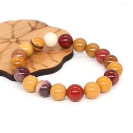 Charm Bracelets Natural Stone Mookaite Bracelet Reiki Healing Crystals Quartz Handmade Elastic Rope Jewellery Polished Round Gems Beads Love