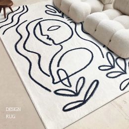 Art Abstract Living Room Black and White Lines Carpet Bedroom Coffee Table Carpets Lounge Cloakroom Rug Bathroom Non slip Rugs 240122