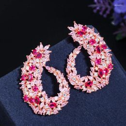 Stud Earrings BeaQueen Multicolor Full Cubic Zirconia Pave Big Symmetry Rose Gold Color Exquisite Wedding Jewelry For Women E235