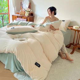 Bedding Sets Coral Velvet Sheet Is The First Choice. Double-sided Duvet Cover To Keep Warm. Solid Color Cover. Milk Bedding.