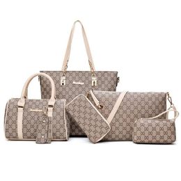 5 Colours lattice 6pcs set fashion handbag Lashes designer handbags tote bag cross body bag women messenger shoulder bag AA209325f