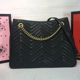 Genuine Leather Handbags Lady Large Tote Bag Fashion Wave Handbag Adjustable Chain Strap Shoulder Bag Crossbody Bags High Quality 343e