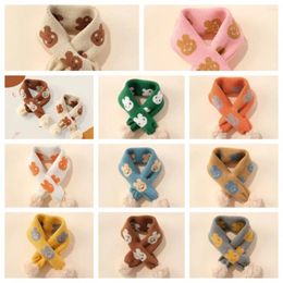 Scarves Solid Colour Cartoon Plush Scarf Casual Warm Faux Cross Neck Warmer Thicken Soft Children's