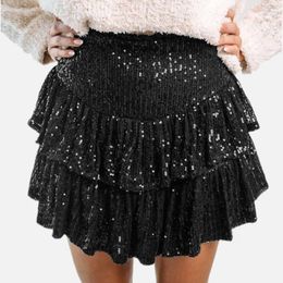 Skirts Sexy Mini Pleated Skirt Women Jupe Femme Fashion Summer Sequins Ladies Clothing Faldas Saia Casual Loose Bottom Woman