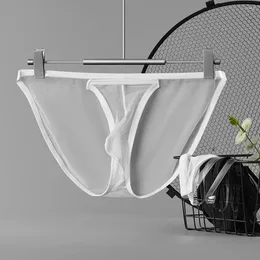 Underpants Sexy Men Mesh Thin Pouch Underwear Low Waist Sports Soft Transparent Briefs Solid Erotic Lingerie