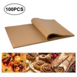 100 PCS Parchment Paper Sheets Precut Unbleached Baking NonStick Cookie Sheet TB Y200612229o