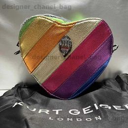 Shoulder Bags 2023 KURT G Fashion Heart-Shaped Rainbow Women Crossbody Bags Colourful PU Outdoor Travel Shoulder Bag T240123