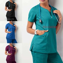 002 Healthca Protetora Appal Workwear Mulheres Saúde Femme Roupas de Salão de Beleza Esfrega Tops Camisa Enfermeira Uniforme de Enfermagem Jacketsto Barato
