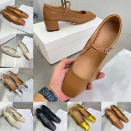 Luxury MaryJane Designer Dress Shoes Aeydes Ballet dance Black Brown Leather square Flat platform for Women Fashion Comfortable Lazy Boat Shoe