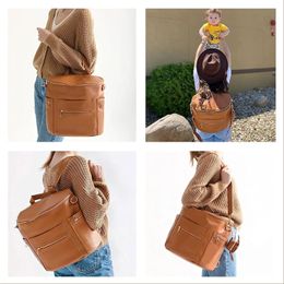 Fashion Mommy Bag Pu Leather Diaper Backpack Bag with Changing Pad Baby Organiser Baby Nappy Bag Mummy Daddy Backpack 240119