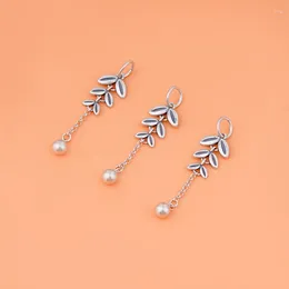 Charms 925 Sterling Silver Vintage Leaf Fringe Pendant Making Bracelet Necklace Diy Accessories For Women