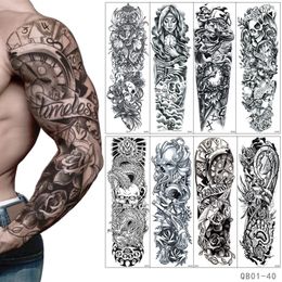 40 Design Waterproof Temporary Tattoo Sticker Full Arm Large Size Tatoo Flash Fake Tattoos Sleeve Art for Men Women 240122