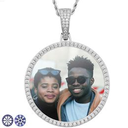 Memorial Medallion Pendant 46mm 925 Sterling Silver Pass Diamond Test Vvs Moissanite Iced Out Custom Picture Necklace