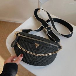 Waist Bags Top Brand Chain Women's Bag Quality Leather Fanny Pack Purse Luxury Designer Shoulder Crossbody Chest Female Belt