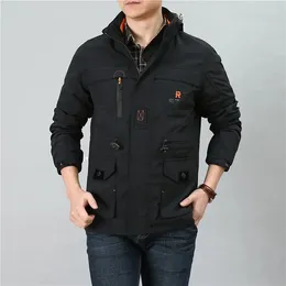 Men's Jackets Men Spring Autumn Outdoor Sports Fashion Casual Windproof Breathable Jacket Coats Detachable Hat Cargo Outwear