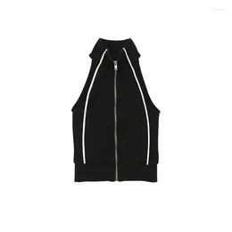 Women's Tanks Short-style Black Girls 90S Y2K Fashion SexyVertical Collar Vest Women With Sleeveless Casual Jacket Zipper