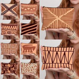 Cosmetic Bags 2024 Brown Series Women's Cosmetics Storage Pocket Toilet Organization Kit Travel Essential Irregular Pattern Aesthetics