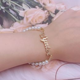 Bracelets Custom Pearl Name Bracelet Custom Name Bracelet Customized Bracelet Personalized Jewelry For Girlfriend Women