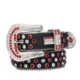 Waistband Mens designer bb belt red and white artificial diamond glittering decoration womens rhinestone belts cinturon ceinture p3048