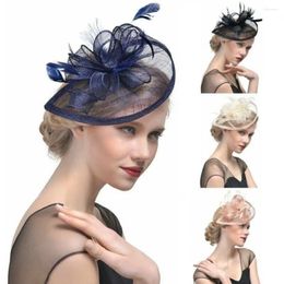 Berets Women Girls Mesh Flower Wedding Feathers Hair Clip Tea Party Headband Aliceband Hat Fascinators