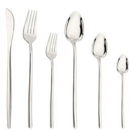 Camp Kitchen Dinnerware Set 18/10 Stainless Steel Flatware Knife Fork Tea Spoon Cutlery Dessert Kitchen Tableware Mirror Western Silverware YQ240123
