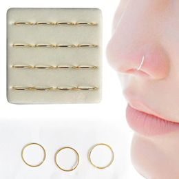 Jewellery 8mm Nose Ring 925 Sterling Silver plain Nose Hoop Piercing 16pcs/pack