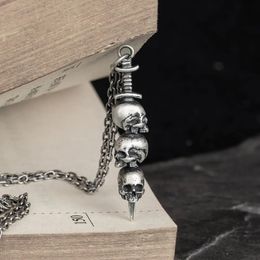 Pendants Emith Fla 925 Sterling Silver 2021 New Woman Fashion Jewelry The Sword Wears A Skull Pendant for Necklace Retro Silver Pendants