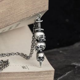 Pendants Emith Fla 925 Sterling Silver 2021 New Woman Fashion Jewellery The Sword Wears A Skull Pendant for Necklace Retro Silver Pendants