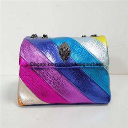 Totes UK Kurt G London Mini Kensington Rainbow Stripe Leather Convertible Crossbody Bag Women Small Flap Purse Bags 0131V23204d