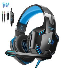 Headsets KOTION EACH G2000 Gaming Headset Deep Bass Stereo Wired Computer LED Illuminated Headphone with microphone for PS4 XBOX PC Gamer J240123