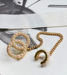 Marca de luxo designer pérola carta corrente brincos earclips alta qualidade jóias festa casais casamento noiva presentes