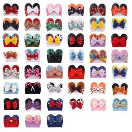 Cute Big Bow Wide Baby Girls Headbands Sequined Mouse Ear Girl Hair Accessories 59 Colours Holidays Makeup Hairbands BJ