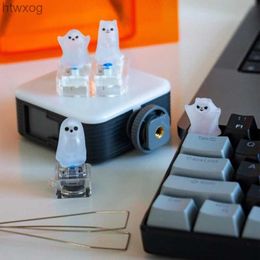 Keyboards Transparent Ghost Cat Keycap Creative Cute DIY Game Mechanical Keycap Personalised Transparent Cherry MX Shaft Keycap YQ240123