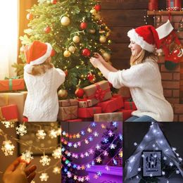 Christmas Decorations Snowflake Lights Led 32 Feet 80LED Waterproof Fairy For Bedroom Patio Room Garden Party Home Decor Indoor