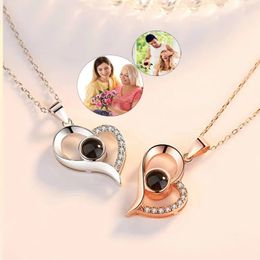 Necklaces Custom Projection Photo Necklace With Heart Personalized Any Photo Necklace Memorial Anniversary Mother's Day Gift For Women