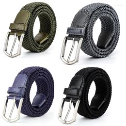 Belts High-quality Women Men Knitted Solid Color Pin Buckle Belt Woven Elastic Braided Stretch Plain Webbing Strap Drop