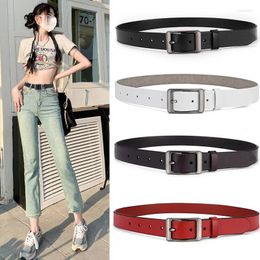 Belts Women's Belt Luxury Leather Silver Pin Buckle Designer Simple Versatile Vintage Style Casual Pants Jeans Waistband