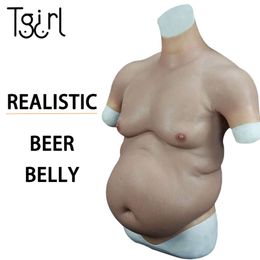 Waist Silicone Simulated Beer Suit Novelty Fun for Unisex Cosplay Costumes Realistic Pot Belly Bodysuit Casual Weare