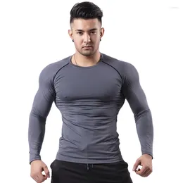 Men's T Shirts Mens Long Sleeve O-neck Quick Drying Classic Basic Layer Tee Fitness Training Sports Top Running Muscle Shirt Clothing