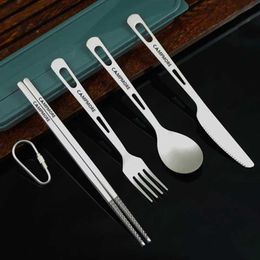 Camp Kitchen Pure Titanium Tableware Knife Fork Spoon Chopsticks Family Camping Cutlery Set Outdoor Portable Lightweight Cutlery for Picnic YQ240123