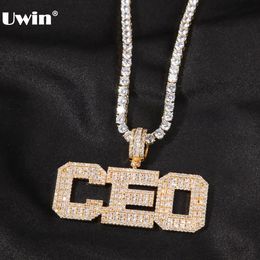 Necklaces UWIN Customized Name Pendent Necklaces for Women Iced Out Small baguettecz Cubic Zirconia Letters Personalized Hip Hop Jewelry