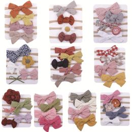 Lace Bows Baby Girl Ribbon Headband With Elastic Soft Hair Bands Kids Headwear Newborn Headbands Baby Hairs Accessories BJ