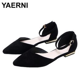 YAERNI single women shoes woman spring pumps summer pointed hollow sandals word belt fairy shoes black work shoes girl shoes 240118