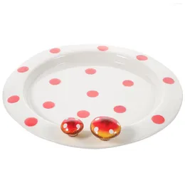 Dinnerware Sets Hemoton Plates Ceramic Plate Dessert Round Serving Dish Salad Tray Porcelain Fruit Holder Dinner Tableware For Party