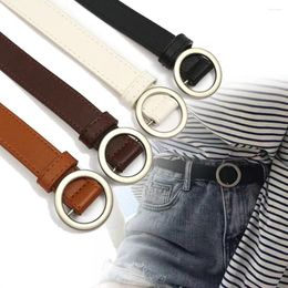 Belts Women Luxury Design Retro Vintage Trouser Dress Thin Waist Strap Round Buckle Waistband Non-Porous Leather Belt