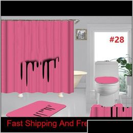 Shower Curtains Tide Letters Toilet Seat Ers Bath Shower Curtains Set Non Slip Mats Fashion Bathroom Accessories Home Decor Drop Deliv Dh3Yq