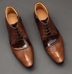 Sıcak Erkek Kaşmir Timsah ayak bileği bagaj orijinal deri platform spor ayakkabılar rahat ayakkabı iş Martin patik dantel yukarı zi ies