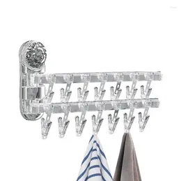 Hangers Suction Cup Drying Clip Rack Foldable 4-Rod Rotatable Laundry Hanger Sock Clips For Socks Bras