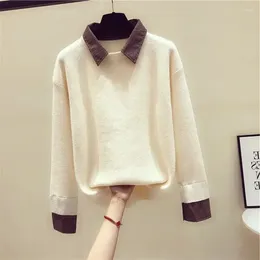 Women's Sweaters Collar Colorful Long-sleeved Knitted Sweater Female Spring And Autumn Korean Version Of The Loose Temperament Head Casual